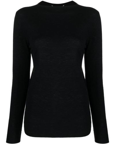 Tibi Long-sleeved Jersey T-shirt - Black