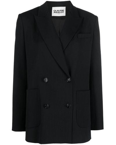 Claudie Pierlot Double-breasted Tailored Blazer - Black