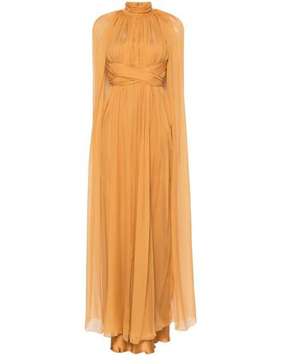 Alberta Ferretti Sleeveless Silk Dress - Orange