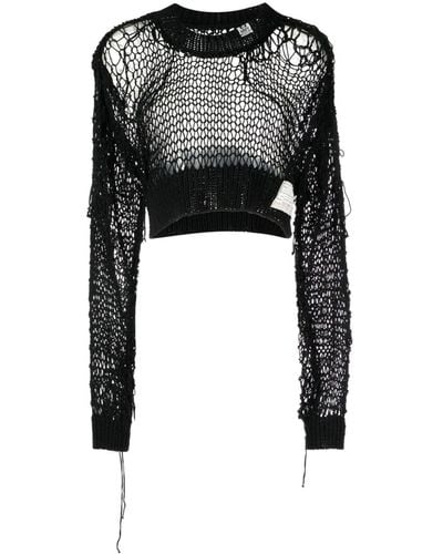 Maison Mihara Yasuhiro Rope-knit Cropped Sweater - Black