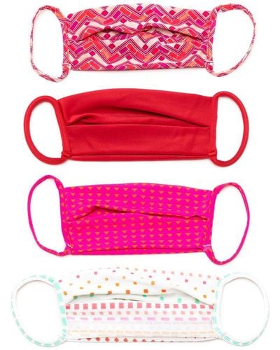 Amir Slama Geometric Print Face Masks (pack Of 4) - Pink