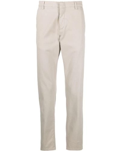 Eleventy Low-rise Cotton Blend Chino Trousers - Natural