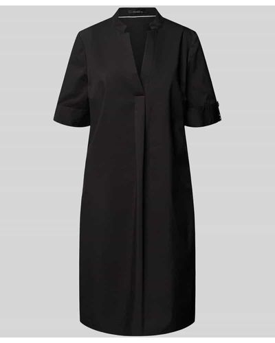 Comma, Knielanges Kleid mit Tunikakragen - Schwarz
