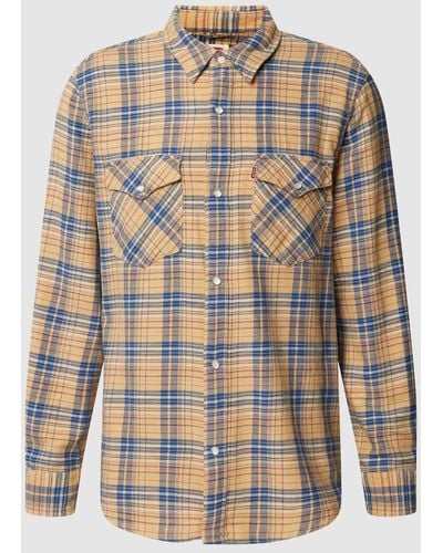 Levi's Relaxed Fit Freizeithemd mit Glencheck-Muster Modell 'WESTERN' - Natur