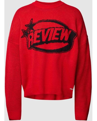 Review Strickpullover mit Puff Logo Print - Rot