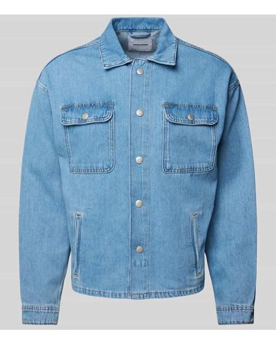 Jack & Jones Hemdjacke mit Brusttaschen Modell 'CHASE' - Blau
