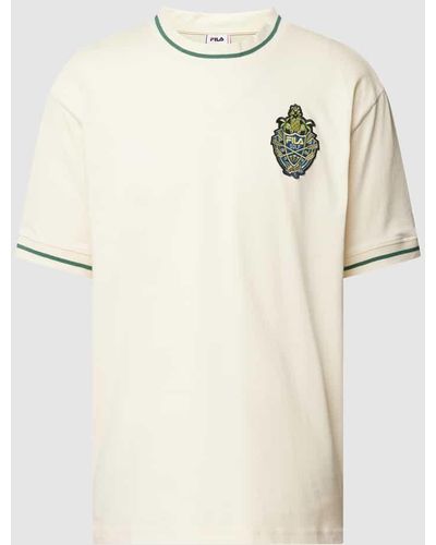Fila T-Shirt aus reiner Baumwolle mit Logo-Patch Modell 'THOMM' - Natur