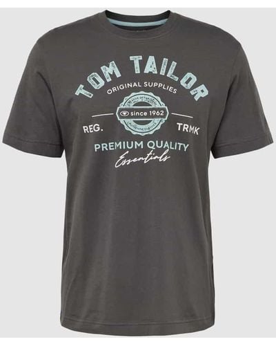 Tom Tailor T-Shirt mit Label-Print - Schwarz