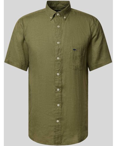 Fynch-Hatton Freizeithemd aus Leinen mit Button-Down-Kragen Modell 'Summer' - Grün