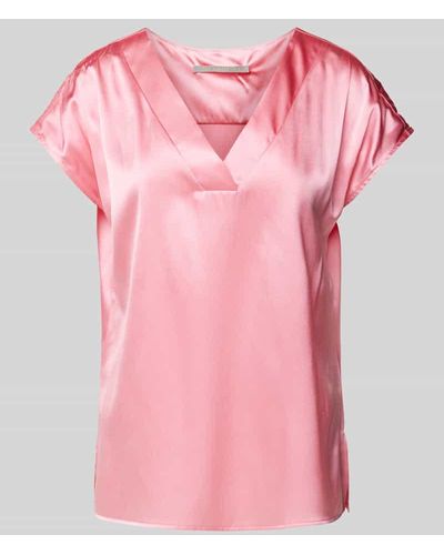 The Mercer N.Y. Blusenshirt aus Seide-Elasthan-Mix mit V-Ausschnitt - Pink