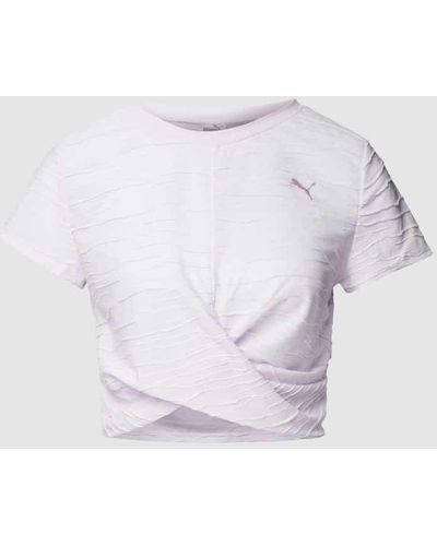 PUMA PERFORMANCE Cropped T-Shirt mit Strukturmuster - Weiß