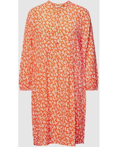 Tom Tailor Knielanges Kleid mit floralem Allover-Muster - Orange