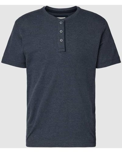Tom Tailor T-Shirt mit kurzer Knopfleiste - Blau