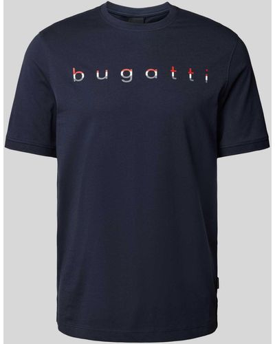 Bugatti T-shirt Met Logoprint - Blauw