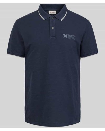S.oliver Regular Fit Poloshirt mit Label-Print - Blau