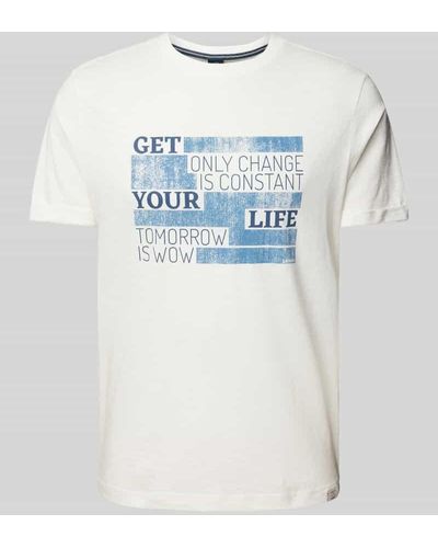 Lerros T-Shirt mit Statement-Print - Grau