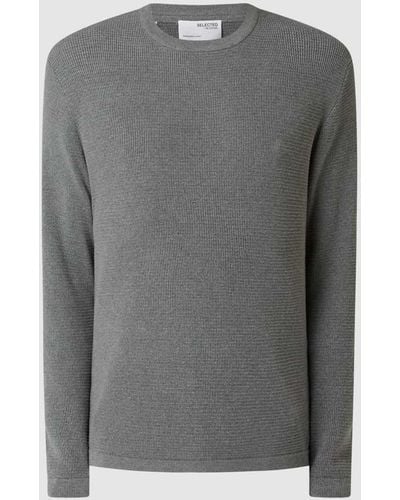 SELECTED Pullover aus Bio-Baumwolle Modell 'Rocks' - Grau