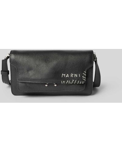 Marni Crossbody Bag mit Label-Print - Grau