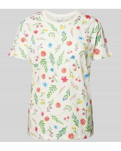 Jake*s T-Shirt mit floralem Print - Grau