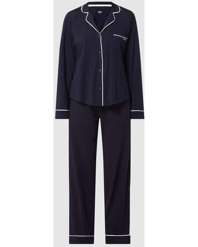 DKNY Pyjama aus Baumwoll-Viskose-Mix - Blau