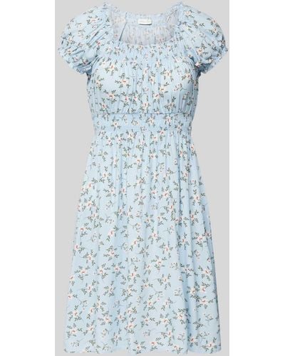 Apricot Mini-jurk Met All-over Bloemenprint - Blauw