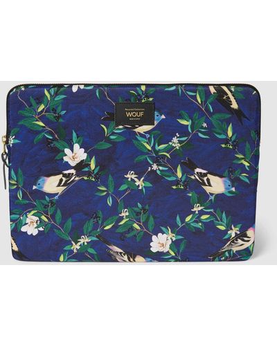 Wouf Laptoptasche mit Allover-Muster Modell 'Malu' - Blau