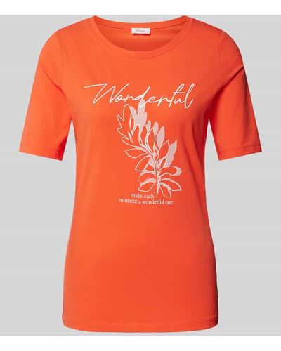S.oliver T-Shirt mit Rundhalsausschnitt Modell 'Wechsel' - Orange