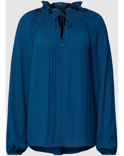 Zero Bluse mit gelegten Falten - Blau