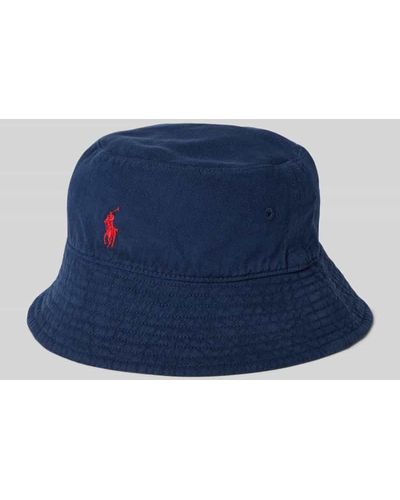 Polo Ralph Lauren Bucket Hat aus Leinen mit Label-Detail - Blau