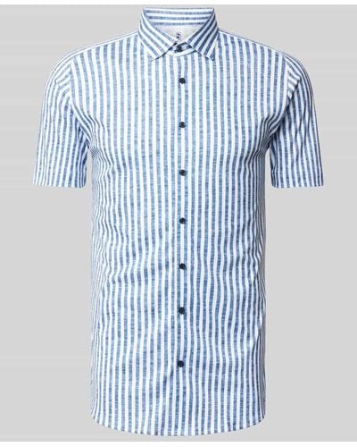 DESOTO Slim Fit Business-Hemd in Melange-Optik - Blau