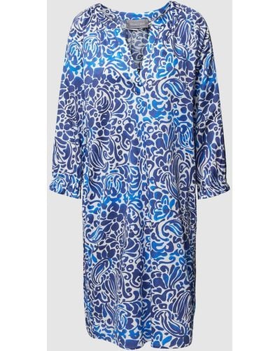 White Label Midi-jurk Met All-over Motief - Blauw