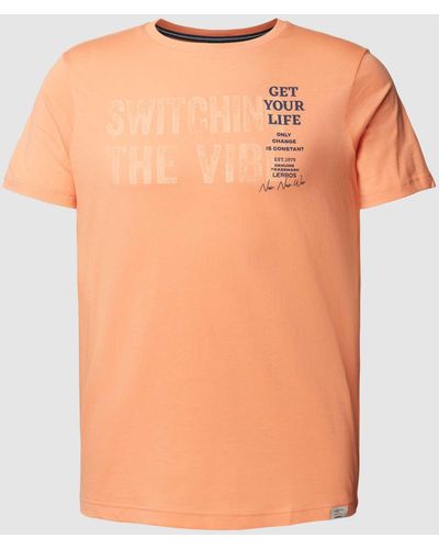 Lerros T-shirt Met Statementprint - Oranje