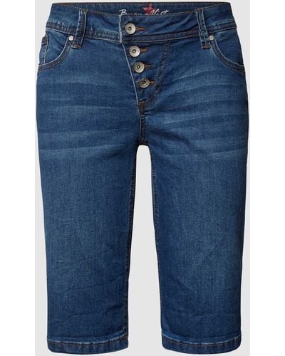 Buena Vista Korte Jeans Met Labeldetails - Blauw