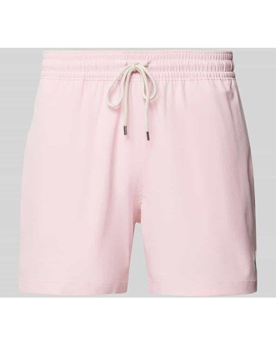 Polo Ralph Lauren Badehose mit Logo-Stitching Modell 'TRAVELER' - Pink