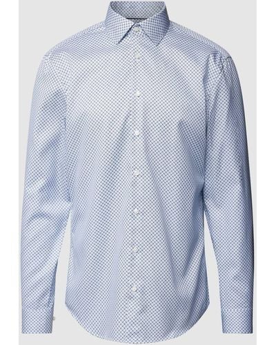 Jake*s Slim Fit Business-Hemd mit Allover-Muster - Blau