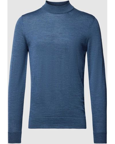 Strellson Gebreide Pullover Met Opstaande Kraag - Blauw