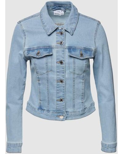 Vero Moda Cropped Jeansjacke mit Umlegekragen Modell 'LUNA' - Blau