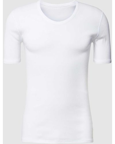 Schiesser T-shirt Met Geribde Ronde Hals - Wit