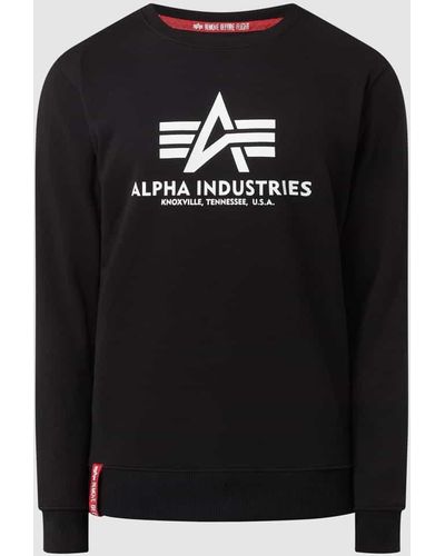 Alpha Industries 'BASIC SWEATER' mit Logo-Print - Schwarz