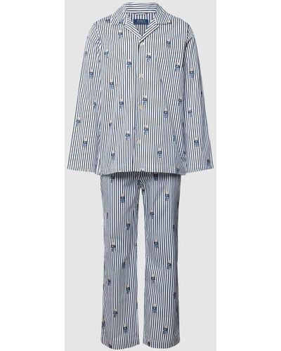 Polo Ralph Lauren Pyjama mit Allover-Muster Modell 'BAE' - Blau