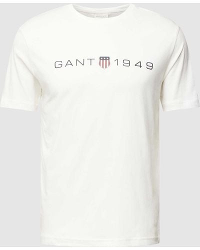 GANT T-shirt Met Labelprint - Naturel