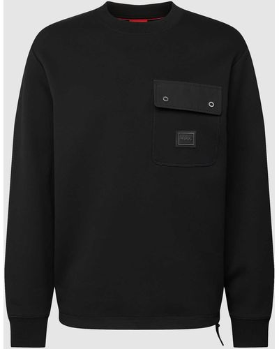HUGO Sweatshirt Met Borstzak - Zwart
