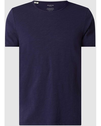SELECTED T-Shirt mit Rundhalsausschnitt Modell 'Morgan' - Blau