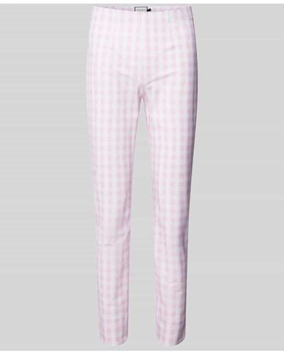 Seductive Hose in verkürzter Passform mit Gitterkaro Modell 'SABRINA' - Pink