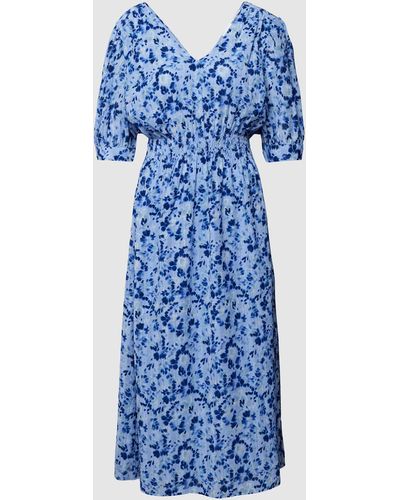 SELECTED Midi-jurk Met All-over Motief - Blauw