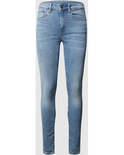 G-Star RAW High Waist Skinny Fit Jeans mit Stretch-Anteil Modell '3301' - Blau