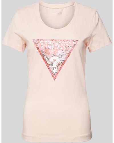 Guess T-Shirt mit Strasssteinbesatz - Pink