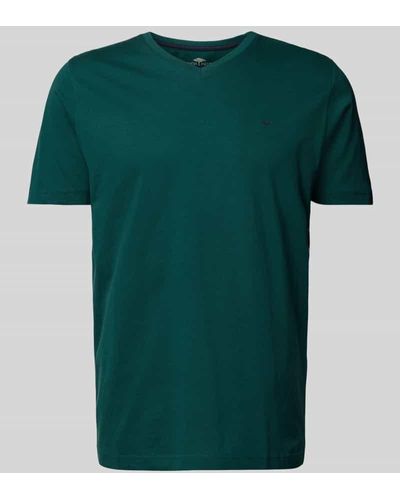 Fynch-Hatton T-Shirt mit V-Ausschnitt - Grün