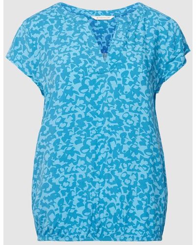 Tom Tailor Blusenshirt mit Allover-Muster aus reiner Viskose - Blau
