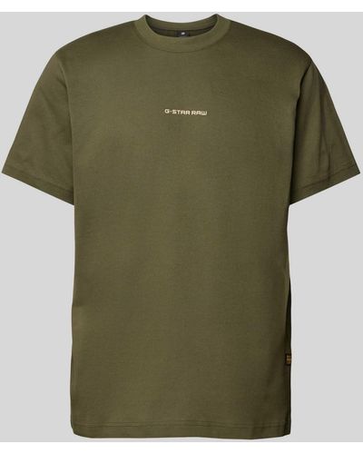G-Star RAW T-Shirt mit Label-Print - Grün